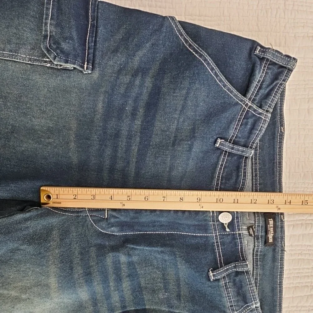 True‎ Religion Cargo Jeans Men's 36x32 NWT Medium Wash Wide Leg Relaxed Fit NEW